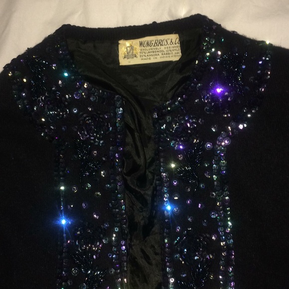 BADASS 60s Cardigan WOULDYA LOOK AT THESE SEQUINS? - Picture 2 of 8